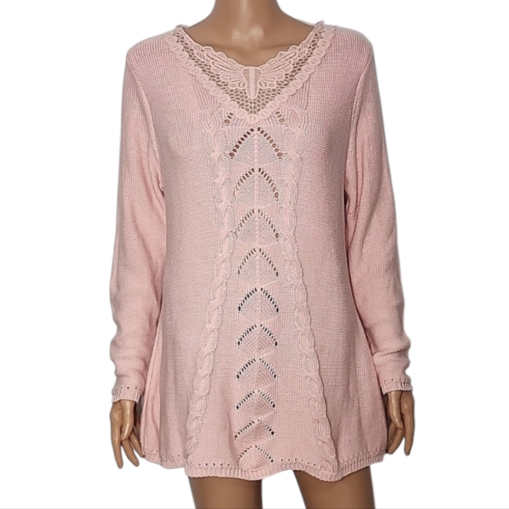 Bedford Fair Womens Size PM Medium‎ Sweater pink long sleeve
